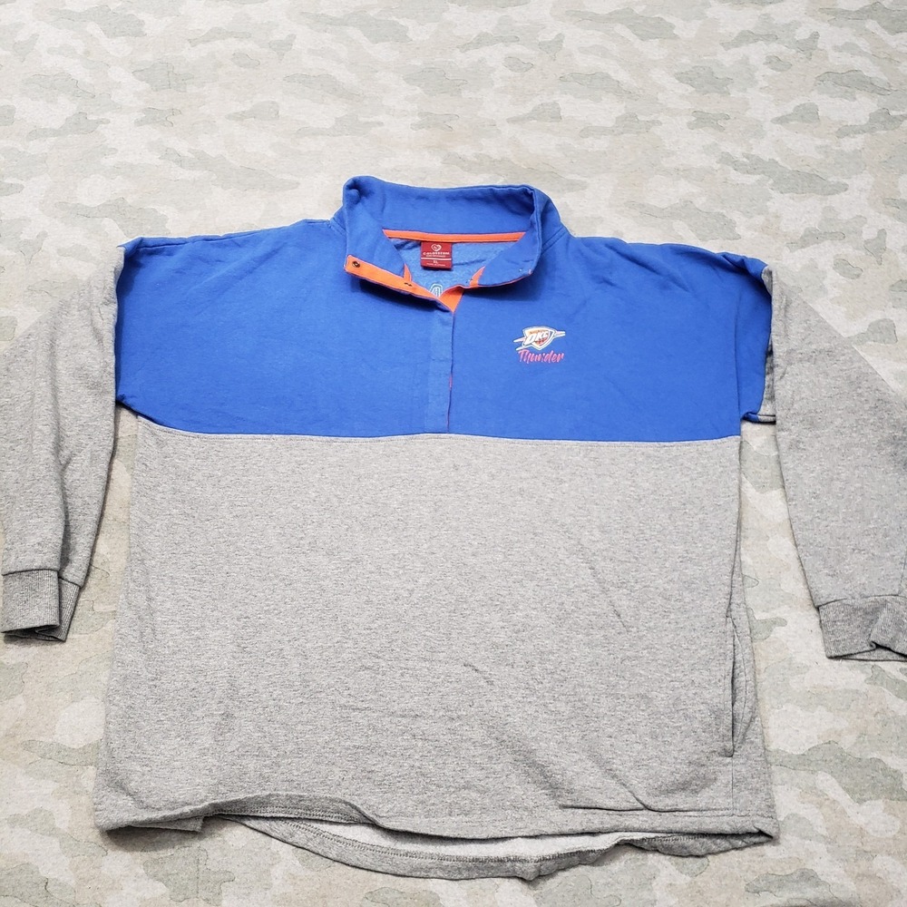 Oklahoma Thunder Sweatshirt Mens XL Gray Colosseum Quarter Snap NBA Basketball